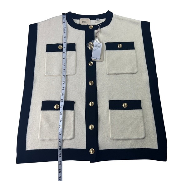 Elie Tahari Black Cream Colorblock Knit Sleeveless Vest Top Size Large NEW - Picture 4 of 11